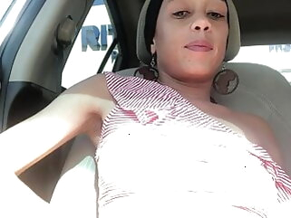 Wifey playing thither pussy in the matter of the car amateur